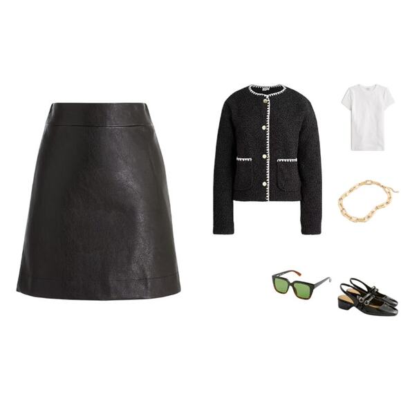 J.Crew Faux-leather A-line mini skirt Size 00 new black - Picture 7 of 7